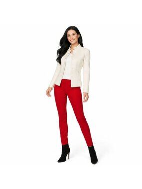 Banana Republic Size 0 Ivory Textured Cotton Blend Jacket Zipper Button Snaps